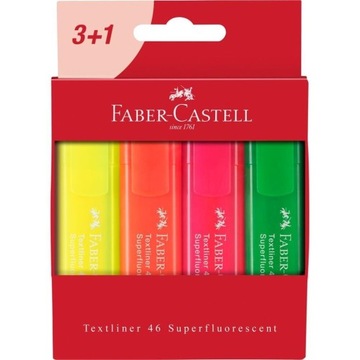 Маркеры Fluo 1546 Faber-Castell, 4 цвета, картонный футляр