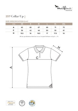 Koszulka Pique Polo damska polówka COLLAR UP 100% bawełna szara L