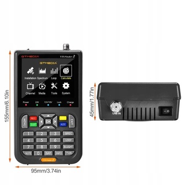 ИЗМЕРИТЕЛЬ СПУТНИКОВОГО СИГНАЛА V8 FINDER2 3,5-дюймовый ЖК-дисплей