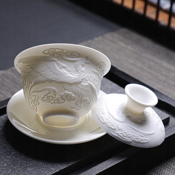 Керамическая чашка Gaiwan с узором дракона и феникса