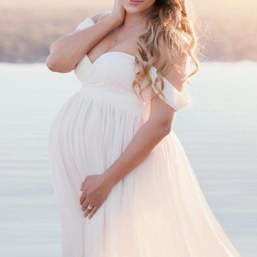 Suknia ciążowa, rekwizyty fotograficzne dla kobiet, z rozcięciem z przodu,