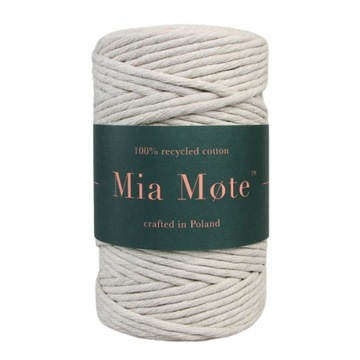 47 ниток Mia Mote Витая хлопковая нить для макраме, слоновая кость, 3мм, 200м