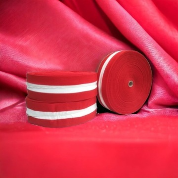 Лента сигнальная 78мм х 100м красная и белая