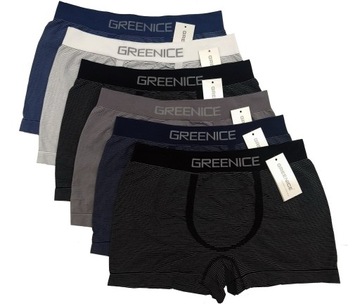 6 мужских боксеров SEAMLESS GREENICE + бамбуковые носки БЕСПЛАТНО — M/L