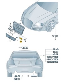 фото thumb №1, Решётка шторка заглушка радара перед audi a6 s6