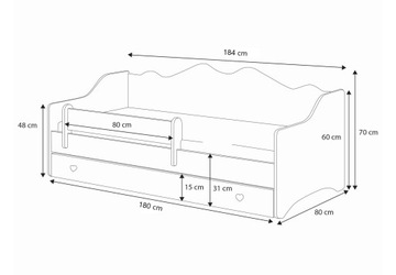 ЭММА детская кровать 180х80 белый матрас с ящиком