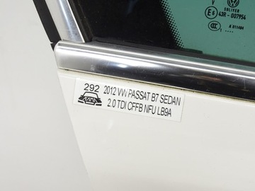 фото thumb №9, Двері праві правий зад задні vw passat b7 3a sedan білий lb9a