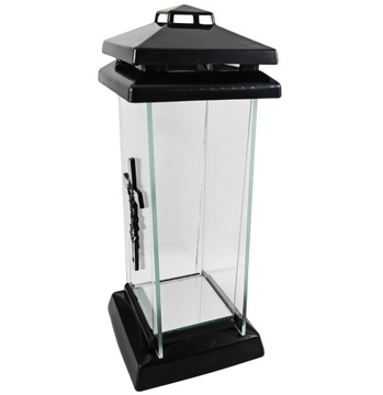 Znicz na grób MINI TRAPEZ z krzyżem mała kapliczka + wkład led w tubie