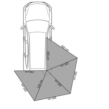 Zadaszenie Batwing II Premium 270° 2,5 m zielony strona pasażer samonośny