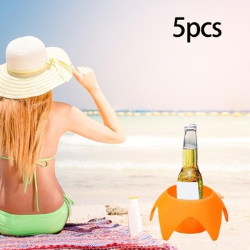 5-częściowy uchwyt na kubek plażowy Wytrzymały, lekki, wielofunkcyjny, pomarańczowy