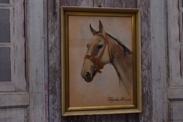 WOJCIECH KOSSAK GŁOWA KONIA KOŃ PASTEL STARY OBRAZ