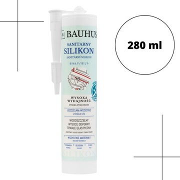 Санитарный силикон белый 280мл Высокоэффективный НАБОР BAUHUS 4x280мл