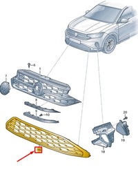 фото thumb №1, Vw taigo cs передняя часть бампер center lower решётка 2g7853671aryp