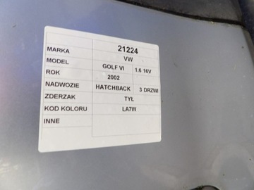 фото thumb №9, Vw golf iv бампер зад lak. la7w хетчбек 3d