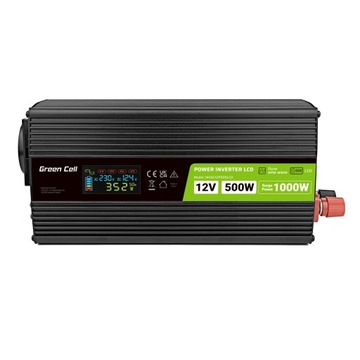 ПРЕОБРАЗОВАТЕЛЬ НАПРЯЖЕНИЯ Green Cell PowerInverter LCD 12В -> 230В 500Вт/1000Вт C