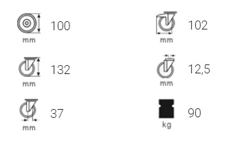 Zestaw jezdny koła obrotowe 100mm 270kg