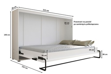 Горизонтальная настенная кровать с подвесной кроватью 120 см HOME