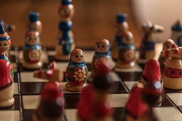 Коричневые шахматы Бабушка/Матрешка/ручная роспись/художественный