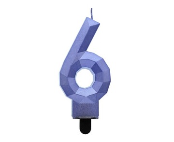 Свеча №6, металлик, темно-синий, 7,6 см.