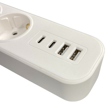 УДЛИНИТЕЛЬ ПИТАНИЯ ДЛЯ ПРОТИВ ПЕРЕНАПРЯЖЕНИЯ 5 РАЗЪЕМОВ 3 м 4 x USB 3x1,5 ММ²