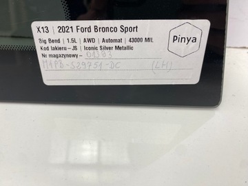 фото thumb №7, Скло задня бокова кузовна ліва ford bronco sport 2020+ usa