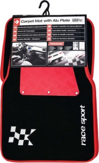 Купить Велюровые чёрные коврики автомобильные racing цвет: красный, фото thumb