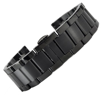 Bransoletka do zegarka stal szlachetna czarna 22mm