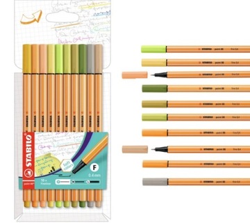 Тонкая подводка Stabilo Point Pastel 88, новые пастельные тона, 10 цветов в футляре.