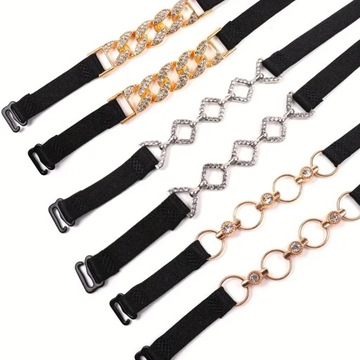 STRAPS Комплект декоративного регулируемого бюстгальтера с серебряными квадратными цирконами