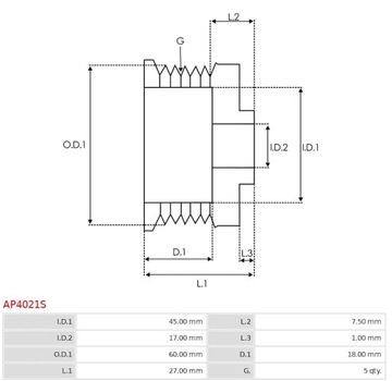 AP4021S Шкив генератора Magneti Marelli