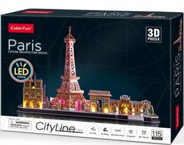 3D ПАЗЛ СВЕТОДИОДНЫЙ - CUBIC FUN - 115 шт. - Модель архитектуры CityLine – ПАРИЖ