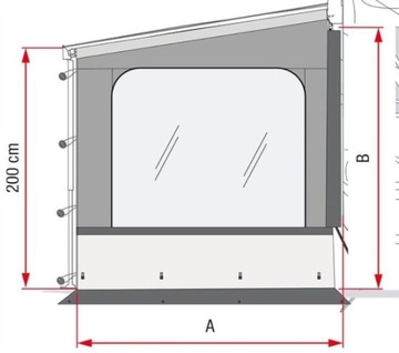 ŚCIANA BOCZNA PANEL MARKIZA FIAMMA F40 VAN SIDE W PRO 210 x H180-210 cm