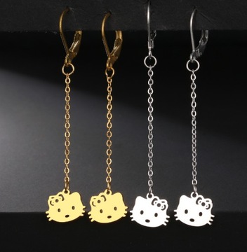 Серьги Hello Kitty Cat, милые, нежное золото