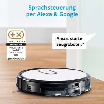 NIEMIECKI ROBOT SPRZĄTAJĄCY ODKURZACZ MEDION OPRÓŻNIA POJEMNIK STACJA SSĄCA