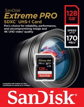Карта памяти SanDisk Extreme Pro SDXC UHS-I 128 ГБ