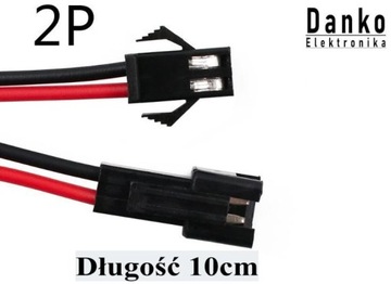 Złącze JST SM 2 Pin taśma LED wtyczka + gniazdo 10