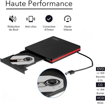 Cocopa Zewnętrzny odtwarzacz DVD, USB 3.0