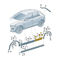 фото thumb №1, Накладка правих задніх двері чорний сатинова vw t-roc oe: 2ga854950t9b9