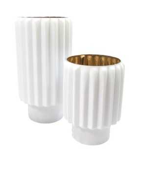 Wazon Glass Karbowany h30cm-biało/złoty WYPRZEDAŻ