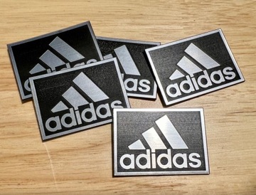 Наклейка-эмблема с логотипом ADIDAS, серебряная, 45x33 мм