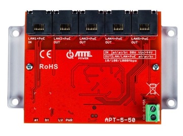 APT-5-50 PoE коммутатор 5 портов 10/100/1000Мбит/с, удлинитель ATTE