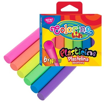 ШКОЛЬНЫЙ Пластилин 6 ЦВЕТОВ NEON COLORINO