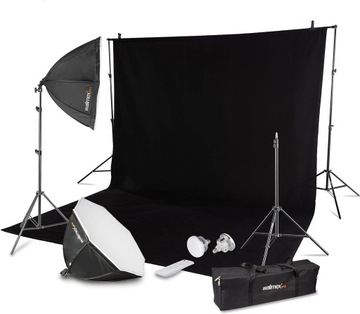 ZESTAW STUDYJNY SOFTBOX STATYWY TŁO WALIMEX PRO