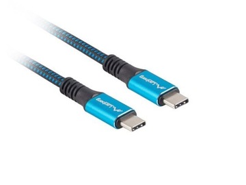 КАБЕЛЬ USB-C M/M USB4 1,2 М 100 Вт 8K 30 Гц ЧЕРНО-СИНИЙ LANBERG