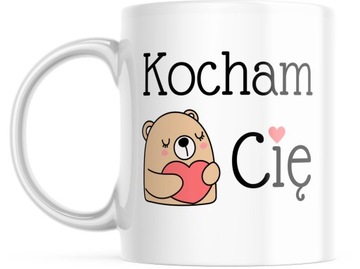 KUBEK Z NADRUKIEM NAPISEM KOCHAM CIĘ PREZENT NA WALENTYNKI ROCZNICE MIŚ