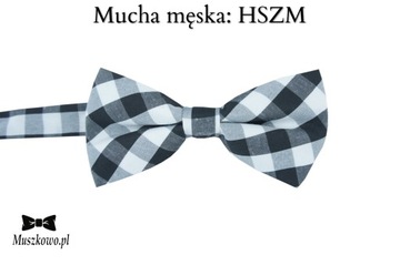 Szelki i muszka męska SZACHOWNICA BIAŁO-CZARNE