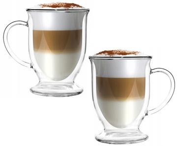 VIALLI 4 FILIŻANKI SZKLANKI WYSOKIE TERMICZNE KAWY LATTE HERBATY AMO 250ml
