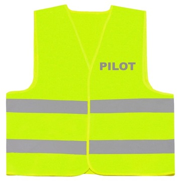 Drogowa kamizelka kierowania ruchem nadruk srebrny odblaskowy PILOT żółta M