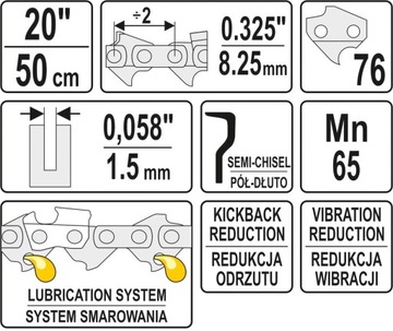 РЕЖУЩАЯ ЦЕПЬ ДЛЯ ПИЛЫ 20'' .325 1.5MM 76Z