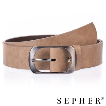 SEPHER Широкий женский брючный кожаный ремень BEIGE